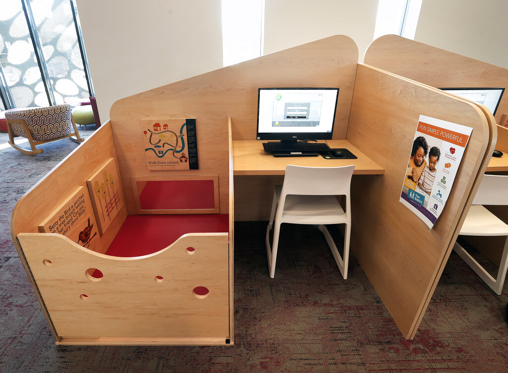 Desk for working parents at a Virginia library goes viral News
